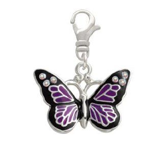 Large Purple Butterfly with 6 AB Crystals Clip On Charm [Jewelry] Delight Jewelry Jewelry