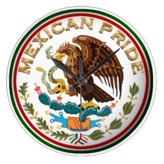 Mexican Pride (Eagle Mexican Flag) Round Clocks