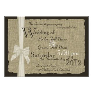 Rustic Bow and Burlap Wedding Invitation