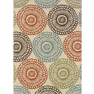 Ivory/ Blue Outdoor Area Rug (7'10 x 10') Style Haven 7x9   10x14 Rugs