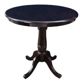 International Concepts 30 Inch Round by 36 Inch High Top Ped Table, Rich Mocha   Kitchen Table