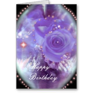 Purple magic roses Happy Birthday Card