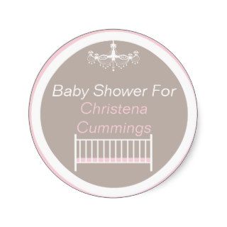 Elegant Chandelier Baby Shower Round Sticker Pink