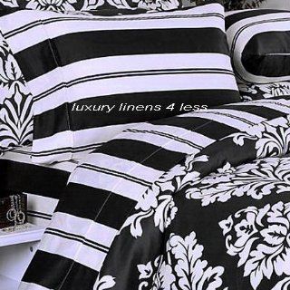 Modern Toile Damask Black and White Duvet Cover Set Twin  