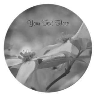 Dogwood Flowers In Black And White Dinner Plates