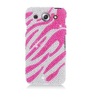 LG Optimus G Pro E980FULL DIAMOND BLING PINK AND WHITE ZEBRA SNAP ON HARD 2 PIECE PLASTIC CELL PHONE CASE Cell Phones & Accessories