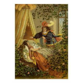 Vintage Victorian Sleeping Beauty Fairy Tale Poster