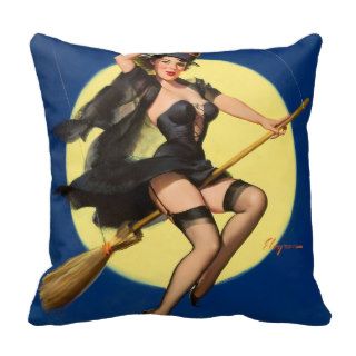 Halloween Witch Pin Up Girl Throw Pillows