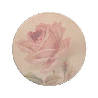 French Victorian Pink Rose Drink Coasters