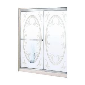 MAAX Summer Breeze 44 1/2 in. x 46 1/2 in. W Shower Door in Satin Nickel with Summer Breeze Glass 205P DA46