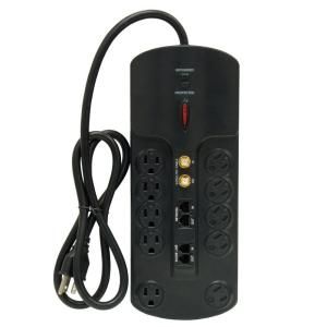 GE 10 Outlet Surge Protector with Phone/Network/Coax Protection Black 14920