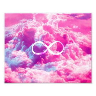 Girly Infinity Symbol Bright Pink Clouds Sky Photo Print