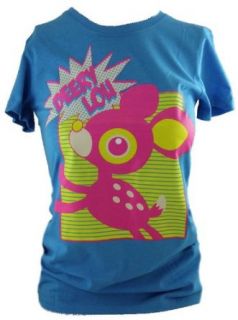 Deery Lou (Sanrio) Girls T Shirt   Super Bright Logo on Blue (Small) Novelty T Shirt Clothing