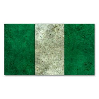 Nigerian Flag Aged Steel Effect Business Cards