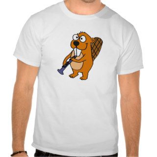 XX  Funny Beaver Playing Clarinet Cartoon Tee Shirt