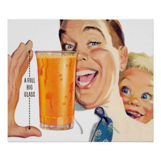 The Kitsch Bitsch  Retro Orange Juice Graphic Poster