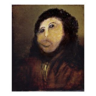 Funny Botched ecce homo painting meme Posters