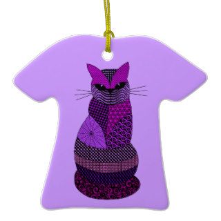 Zentangle Cat in Purple and Blue Ornaments