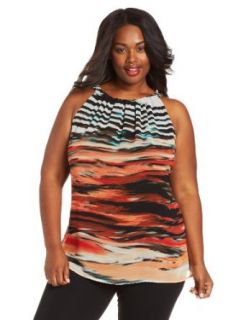 Calvin Klein Women's Plus Size Halter Top with Zip Detail Tank Top And Cami Shirts