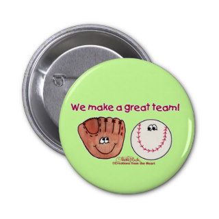 Baseball and Baseball Glove Team Pinback Button