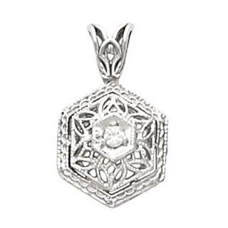 1/10 CT Platinum Diamond Filigree Pendant Jewelry
