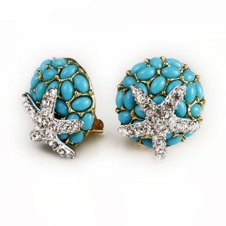 Kenneth Jay Lane Turquoise Starfish Earrings Clip On Kenneth Jay Lane Jewelry