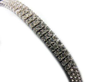 Silver 8.25 Inch 3 Row Fully Iced Out Bracelet Jewelry