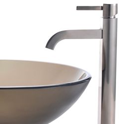 Kraus Frosted Glass Vessel Sink and Ramus Faucet Kraus Sink & Faucet Sets