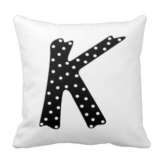 Personalized Black and White Polka Dot Letter K Pillow