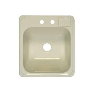 Lyons Industries Laundry Tub Top Mount Acrylic 20x22x12 2 Hole Single Bowl Kitchen Sink in Biscuit DLT09