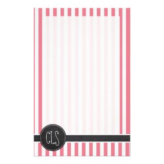 Blush Pink Stripes; Retro Chalkboard look Stationery Paper
