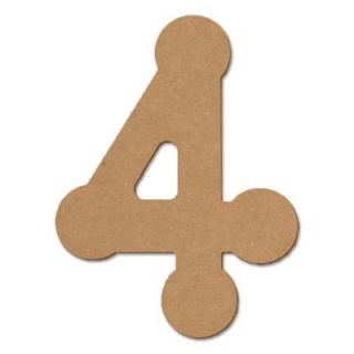 Design Craft MIllworks 8 in. MDF Bubble Wood Number (4) 47282