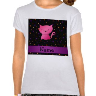 Personalized name cat halloween polka dots t shirts