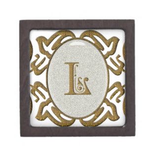 Ornate Scroll Monogram Letter L Premium Jewelry Boxes