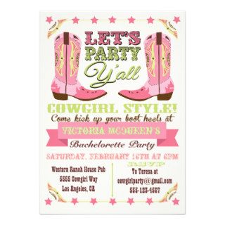 Cowgirl Western Bachelorette Party Invitations