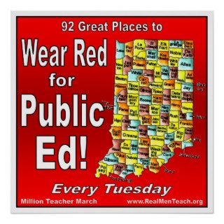 Wear Red For Public Ed (Indiana) Posters
