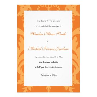 Simple Damask Mango Wedding Invitation