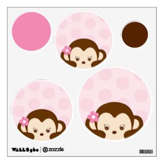 Girl Monkey Polka Dot Nursery Wall Stickers Decals