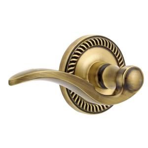 Grandeur Newport Rosette Vintage Brass with Privacy Left Handed Bellagio Lever NEWBEL 40 LH VB