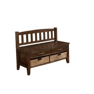 Simpli Home Williamsburg Walnut Brown Entryway Storage Bench with 2 Drawers and 2 Cubbies 3AXCCARBEN