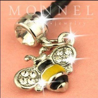 Ip449 Cute Crystal Bee Insect Anti Dust Plug Cover Charm for Iphone Android Cell Phones & Accessories
