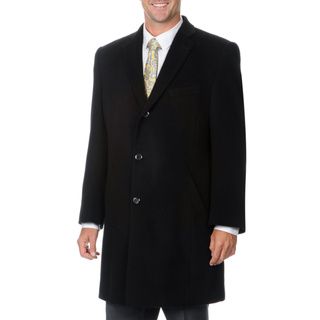 Pronto Moda Men's 'Ram' Black Cashmere Blend Top Coat Pronto Moda Coats
