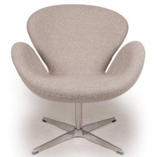 Kardiel Swan Chair, Khaki Houndstooth Twill   Armchairs
