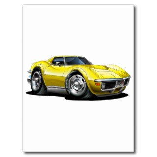 1968 72 Corvette Yellow Car Post Cards