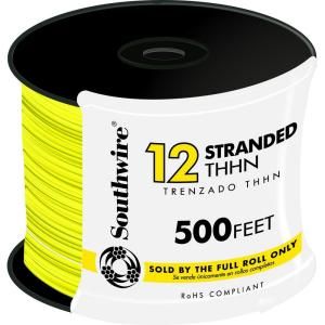 Southwire 500 ft. 12/1 Stranded THHN Wire   Yellow 22969057