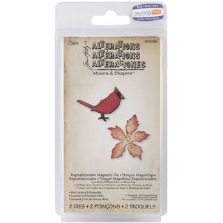 Sizzix Movers & Shapers Magnetic Dies By Tim Holtz 2/Pkg Mini Cardinal & Poinsettia Sizzix Cutting & Embossing Dies
