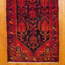 Persian Hand knotted Hamadan Navy/ Red Wool Rug (3'7 x 13'8) Runner Rugs