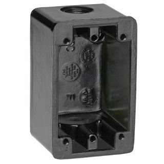 Woodhead 451 FS Outlet Box, Industrial Duty, 2 Knock Out Openings, Black, 3/4" Thread Diameter Electric Plugs