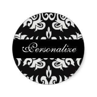 Black and White Vintage Damask Designs Stickers