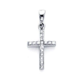 14k White Gold Princess Cut Diamond Cross Pendant 1/4ct (H I Color, I Clarity) Jewelry